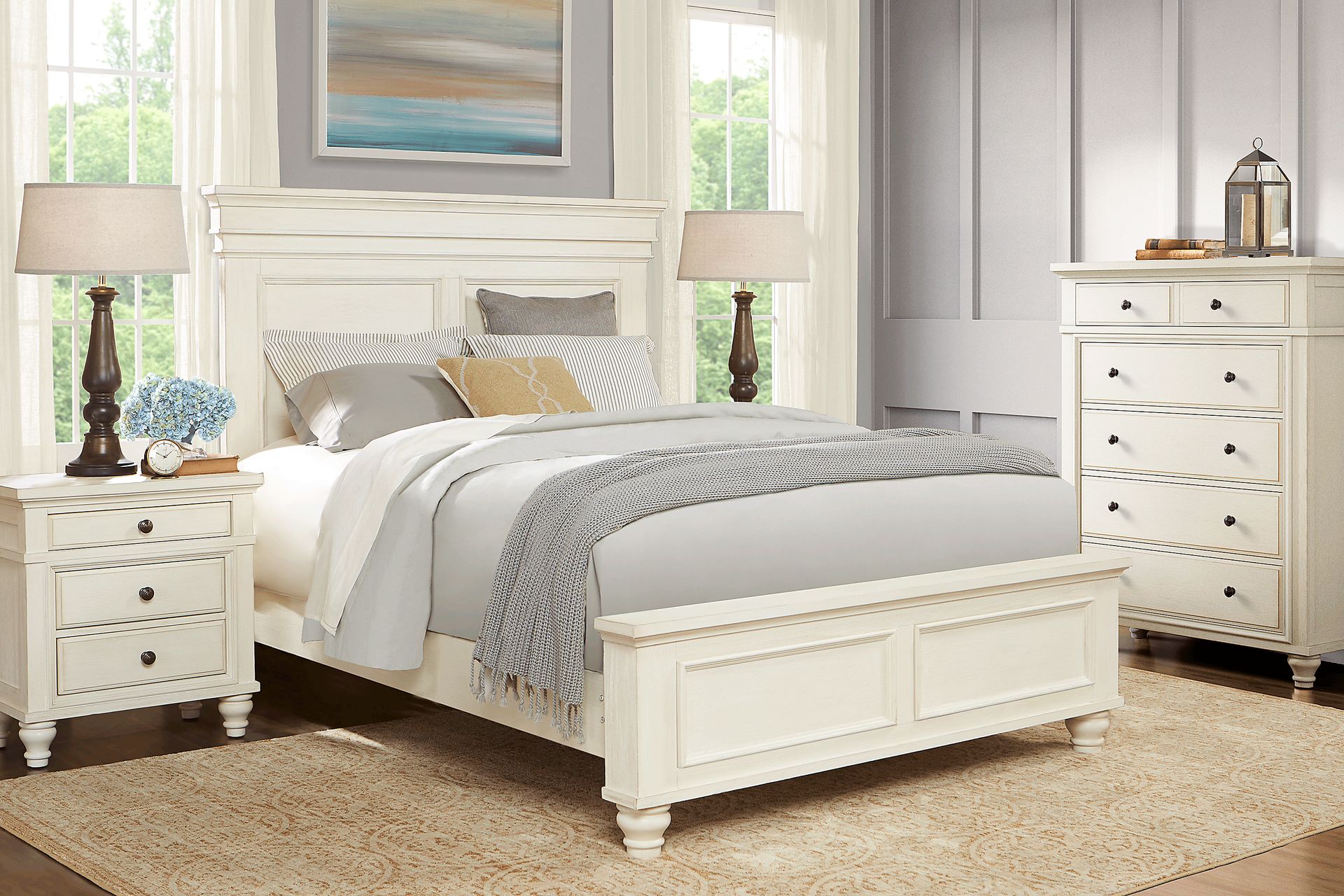 Lake Town Off-White 5 Pc Queen Panel Bedroom - Image 1