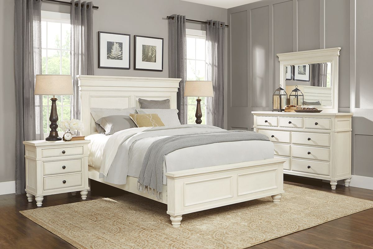 Lake Town 7 Pc Off-White Light Wood,White King Bedroom Set With Dresser ...