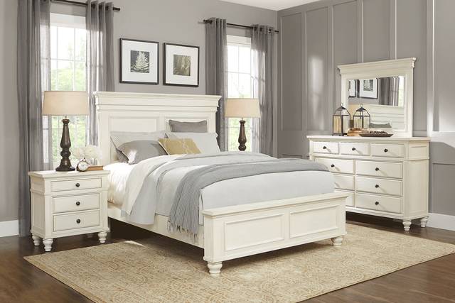 Lake Town Off-White 7 Pc Queen Panel Bedroom - Thumbnail - Image 1