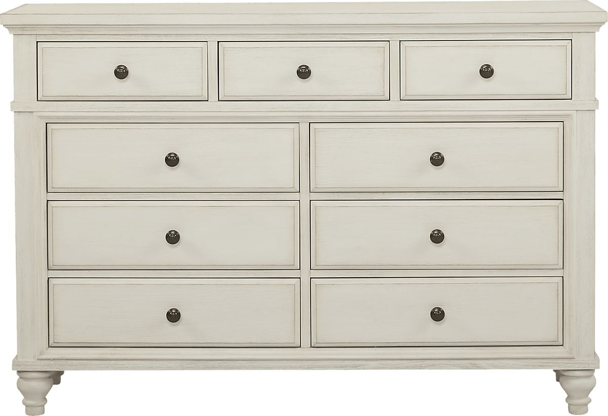 Lake Town 7 Pc Off-White Light Wood,White King Bedroom Set