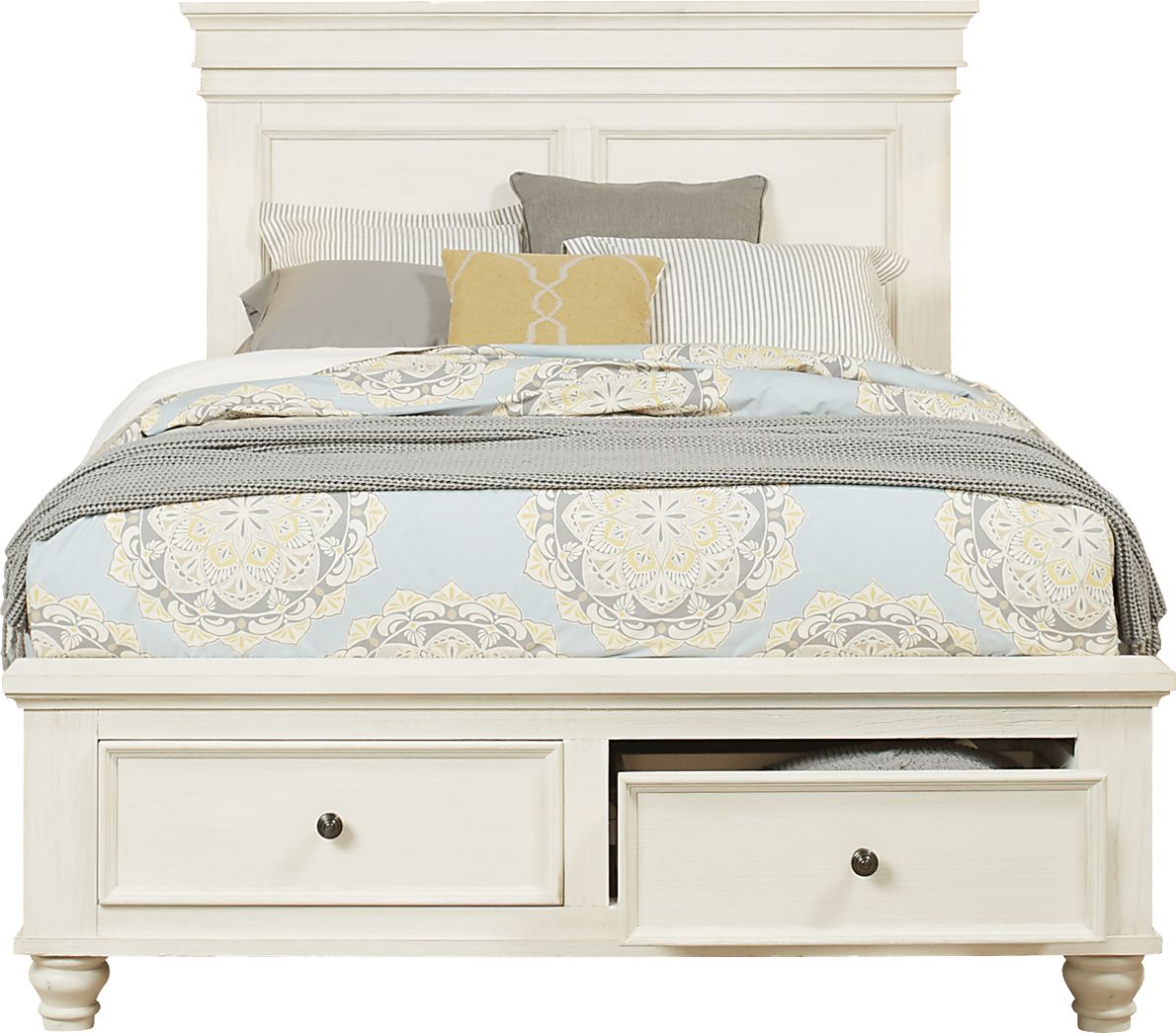 Lake Town Off-White 7 Pc Queen Panel Bedroom with Storage