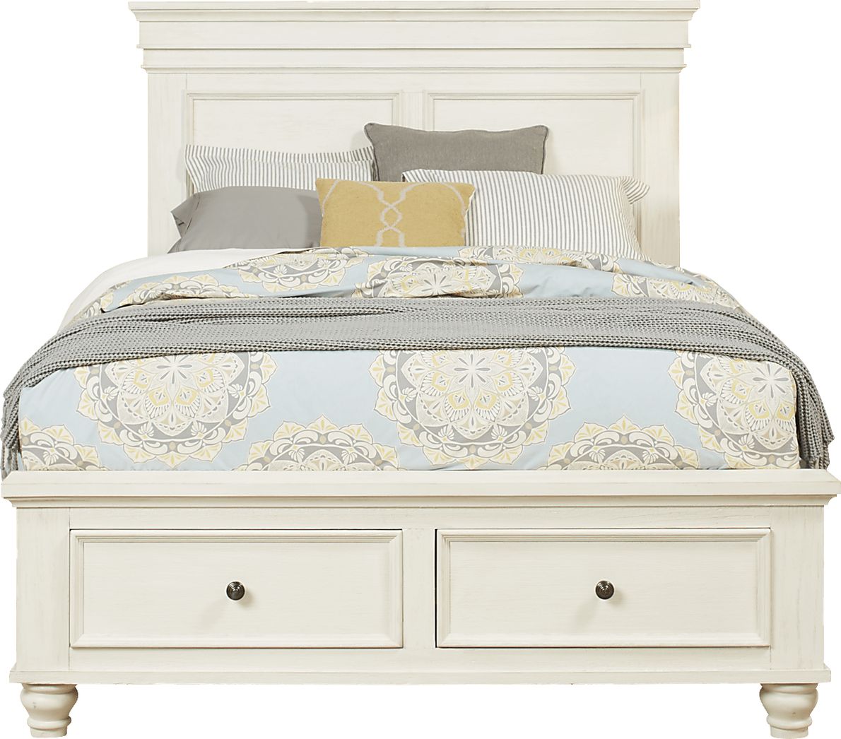 Lake Town Off-White 3 Pc Queen Panel Bed with Storage