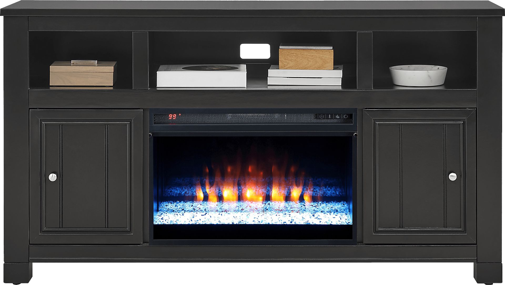 Lakeside Cottage Black 64 In. Console with Electric Fireplace - Image 2