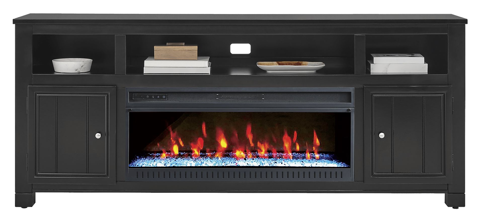 Lakeside Cottage Black 84 In. Console with Electric Fireplace - Image 2