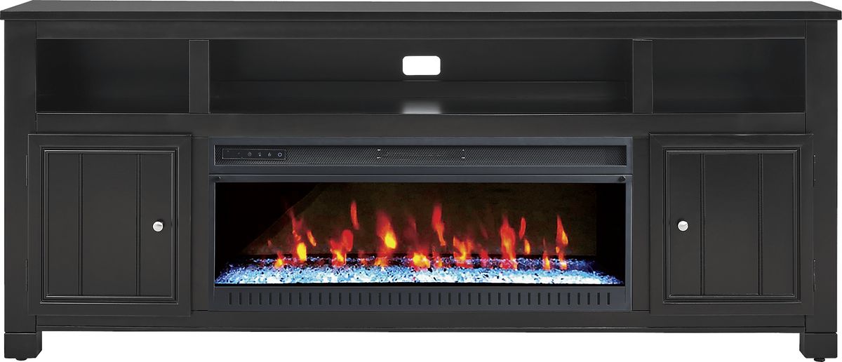 Lakeside Cottage Black Black,Colors 84 in. Console With Electric