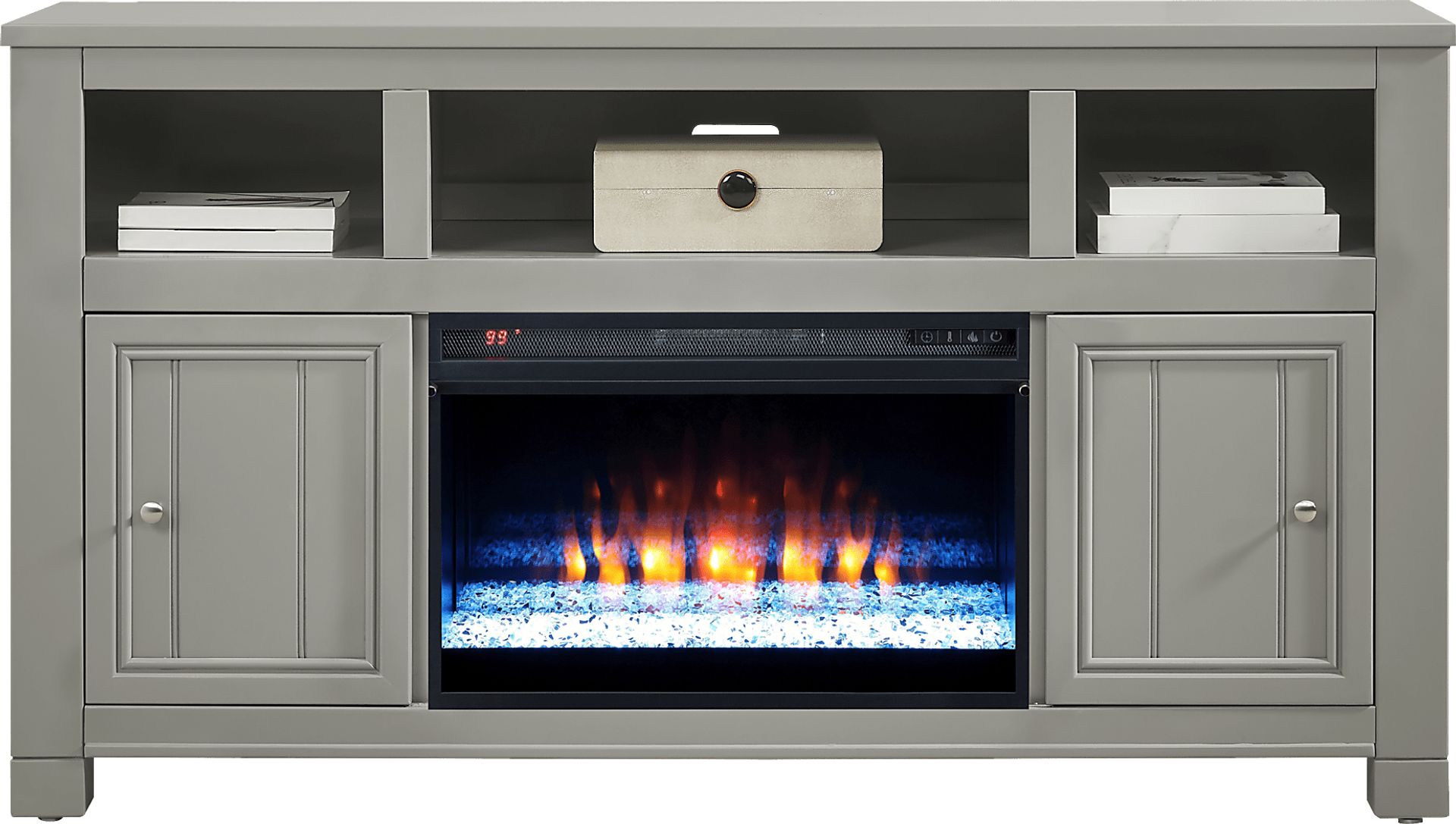 Lakeside Cottage Gray 64 In. Console with Electric Fireplace - Image 2