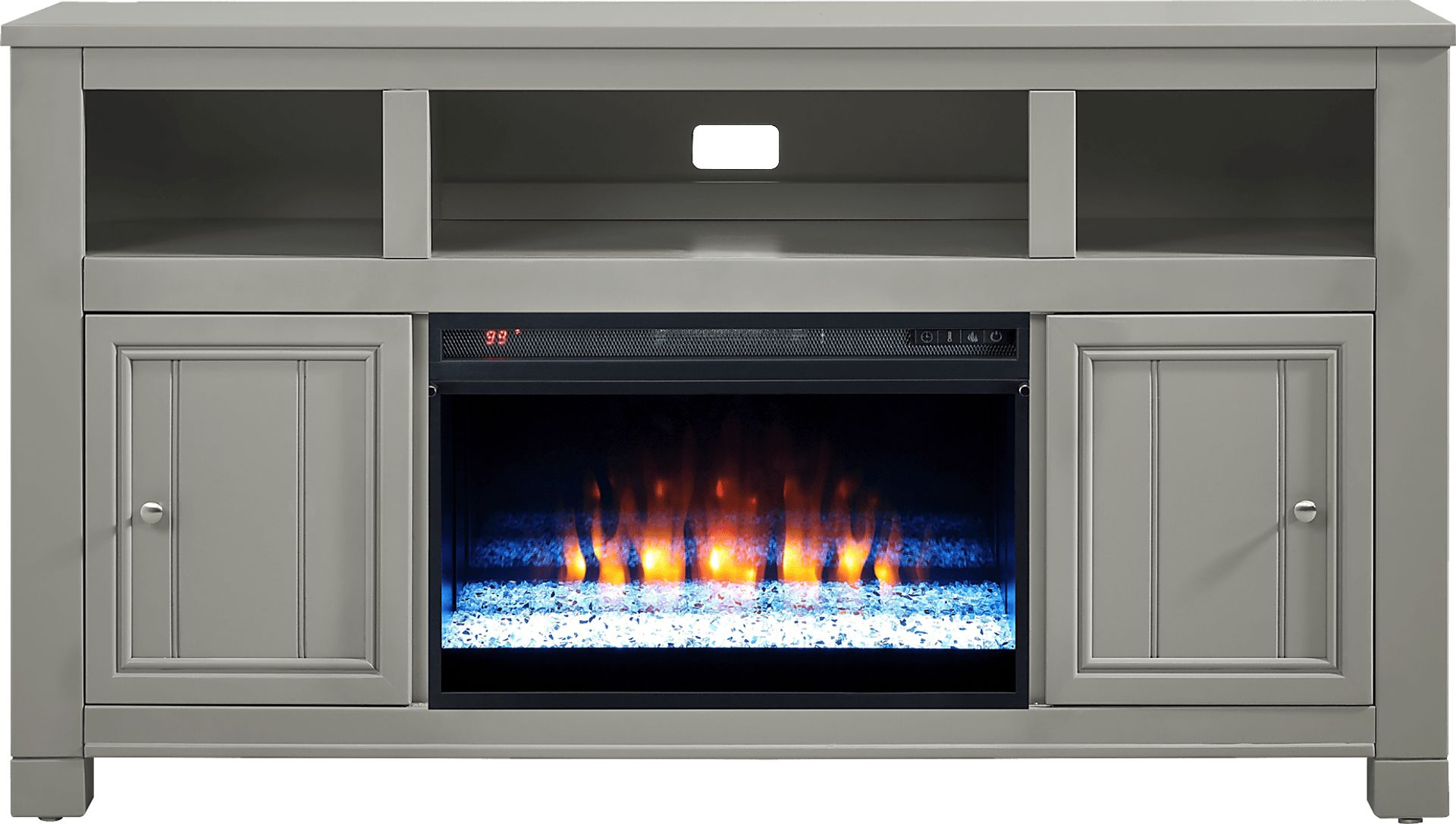 Lakeside Cottage Gray 64 In. Console with Electric Fireplace - Image 1