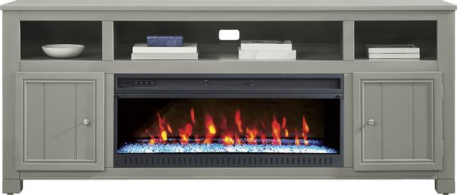 Lakeside Cottage Gray 84 In. Console with Electric Fireplace - Thumbnail - Image 2