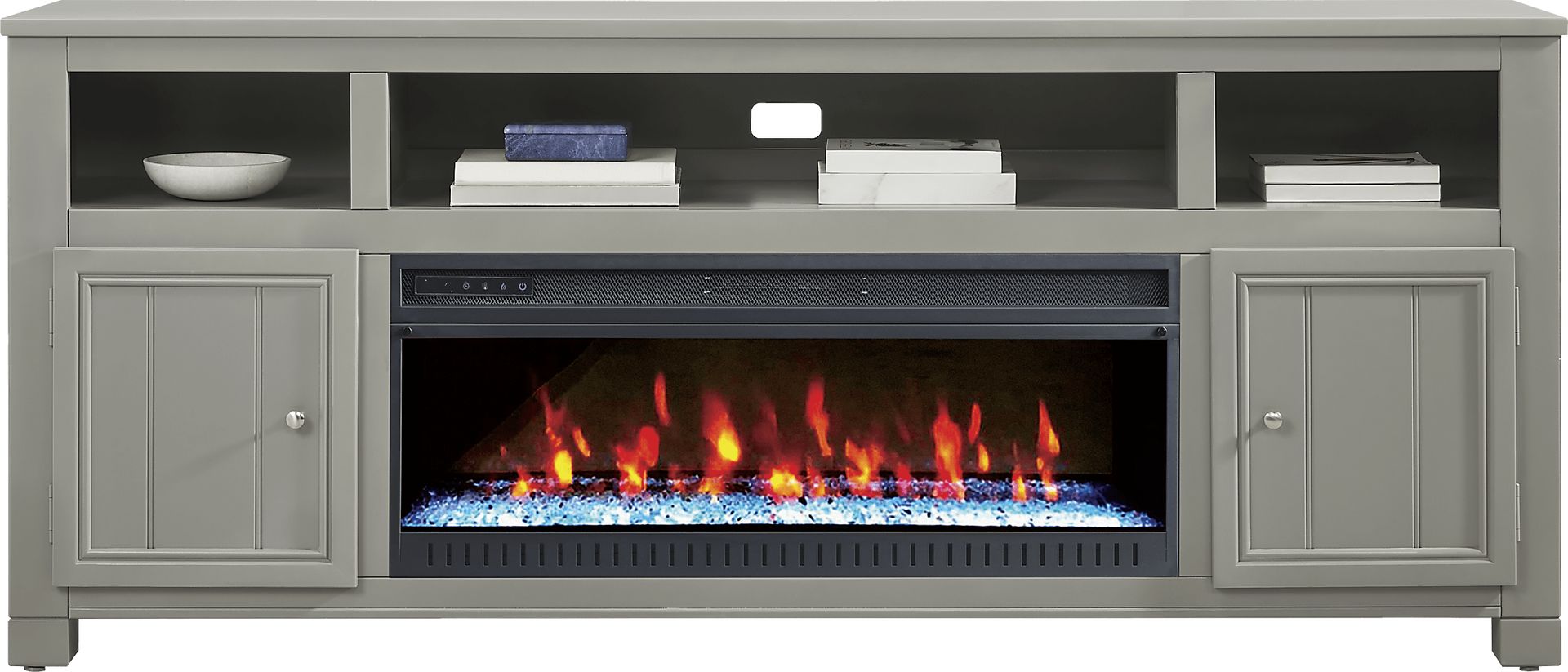Lakeside Cottage Gray 84 In. Console with Electric Fireplace - Image 2