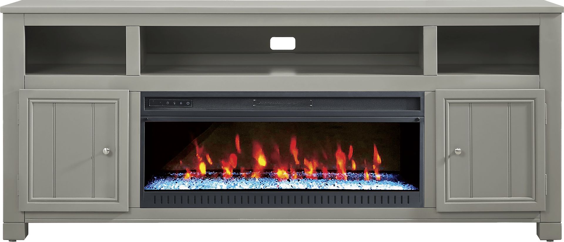 Lakeside Cottage Gray 84 In. Console with Electric Fireplace - Image 1