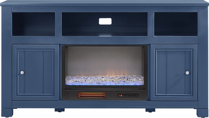 Lakeside Cottage Navy 64 In. Console with Electric Fireplace