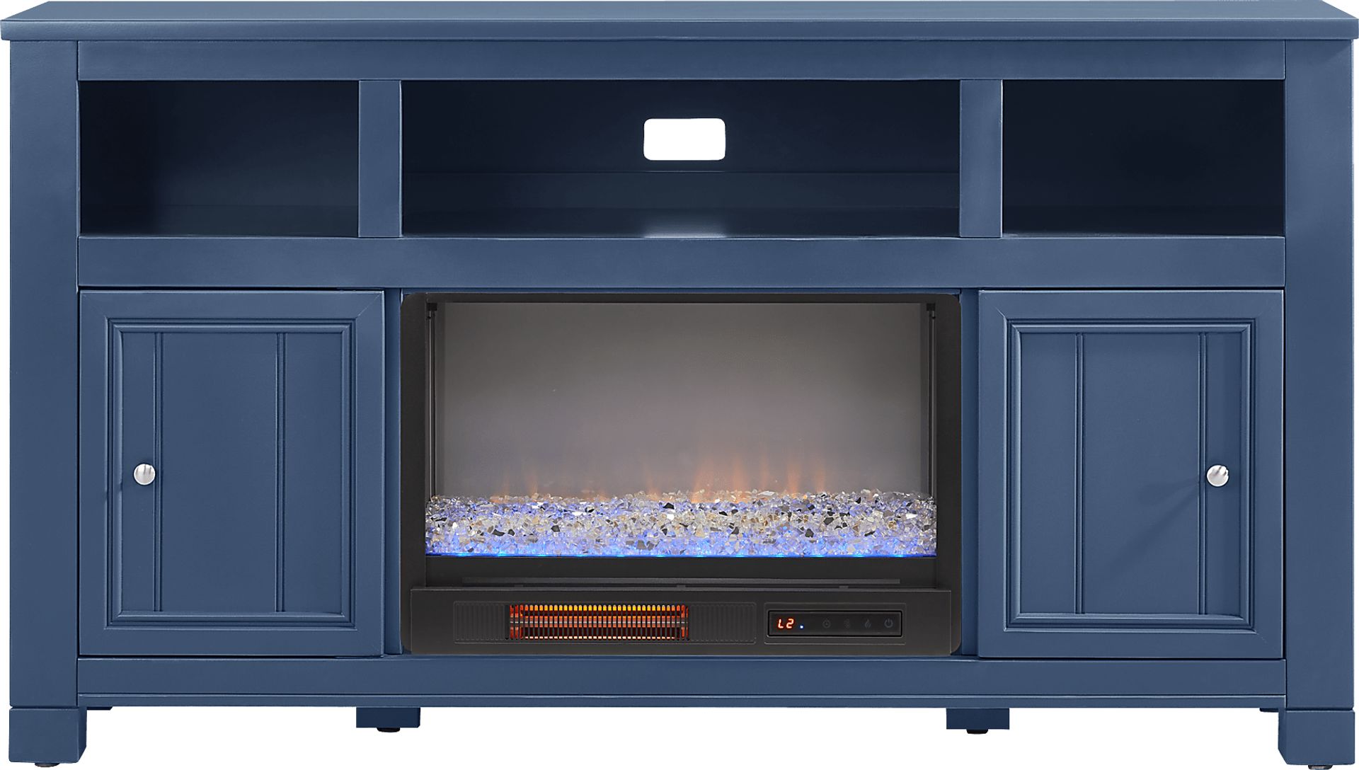 Lakeside Cottage Navy 64 In. Console with Electric Fireplace - Image 1