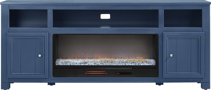 Lakeside Cottage Navy 84 In. Console with Electric Fireplace