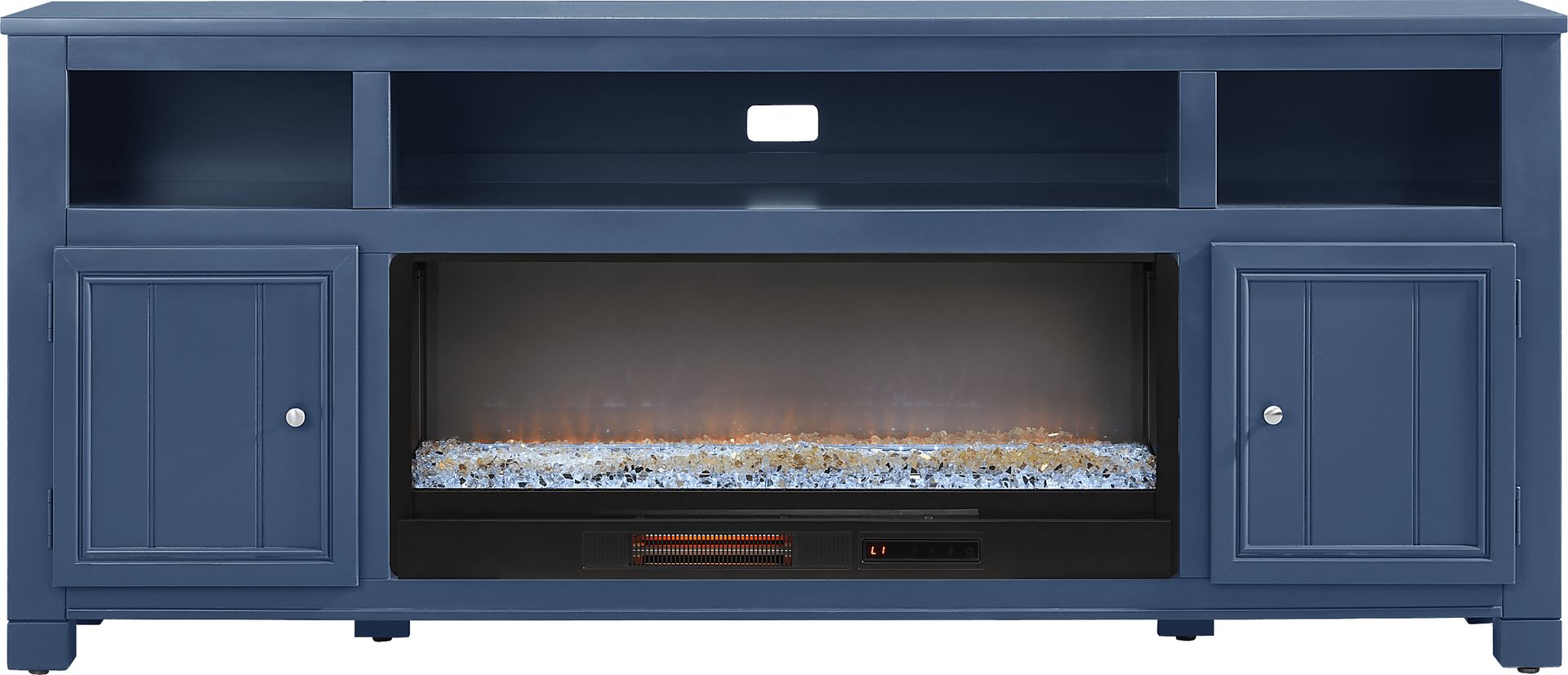 Lakeside Cottage Navy 84 In. Console with Electric Fireplace - Image 1