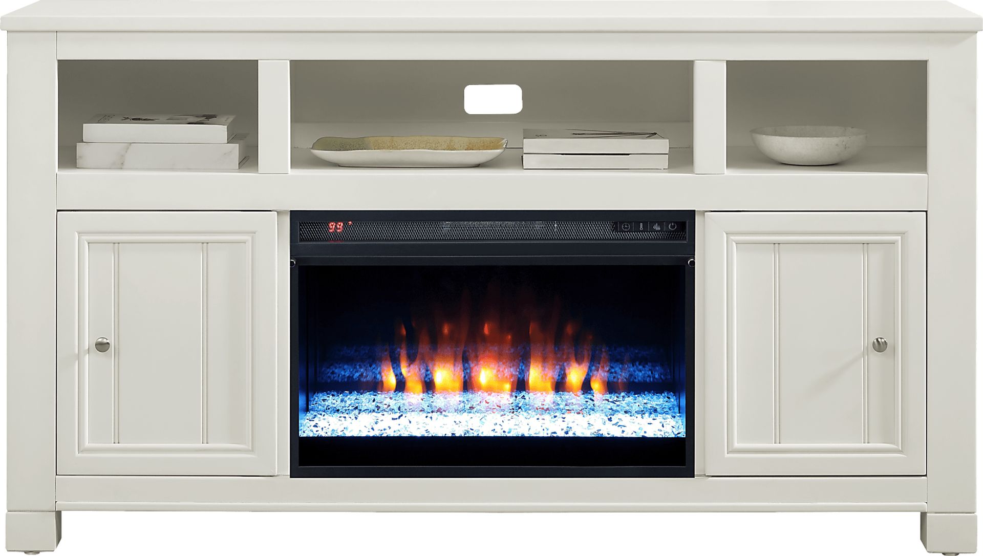 Lakeside Cottage White 64 In. Console with Electric Fireplace - Image 2