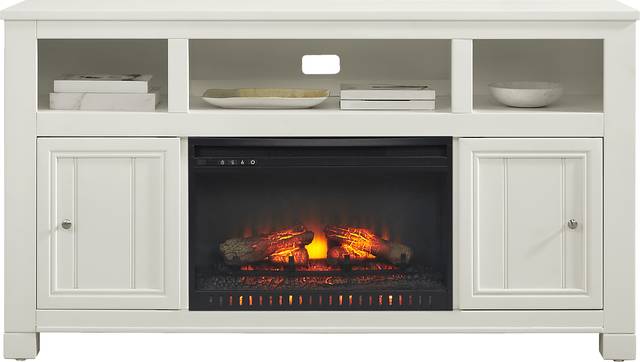 Lakeside Cottage White 64 In. Console with Electric Log Fireplace - Thumbnail - Image 2