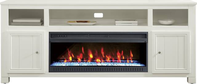 Lakeside Cottage White 84 In. Console with Electric Fireplace - Thumbnail - Image 2