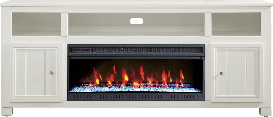 Lakeside Cottage White 84 In. Console with Electric Fireplace