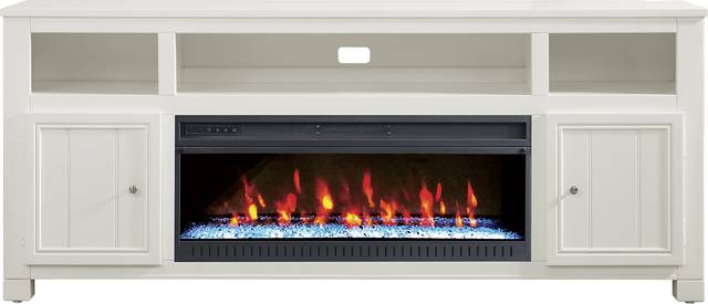 Lakeside Cottage White 84 In. Console with Electric Fireplace - Thumbnail - Image 1