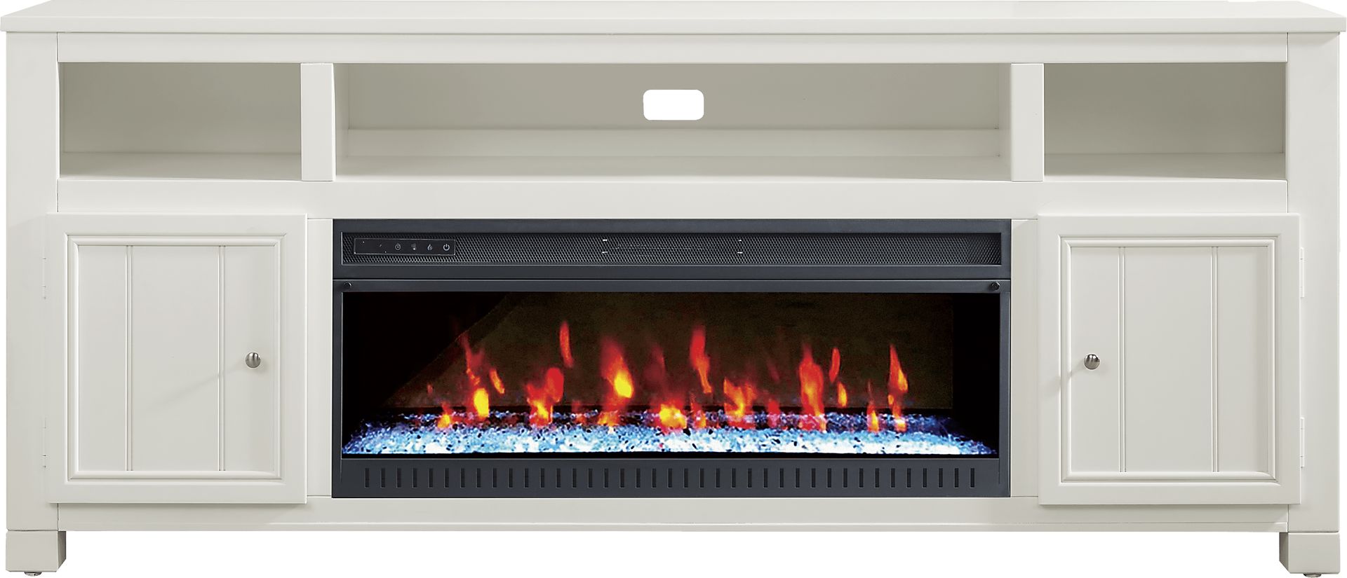 Lakeside Cottage White 84 In. Console with Electric Fireplace - Image 1