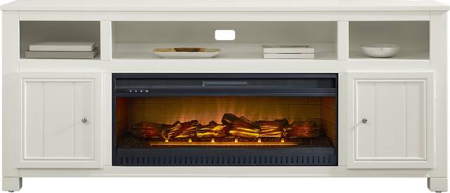 Lakeside Cottage White 84 In. Console with Electric Log Fireplace - Thumbnail - Image 2