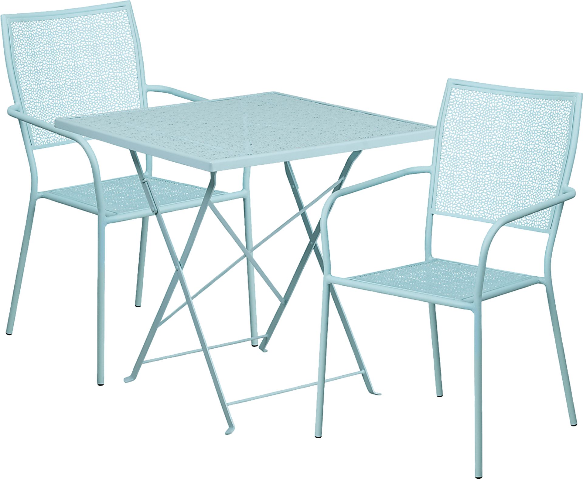 Lakeville Blue 3 Pc 28 in. Square Folding Patio Set - Image 1