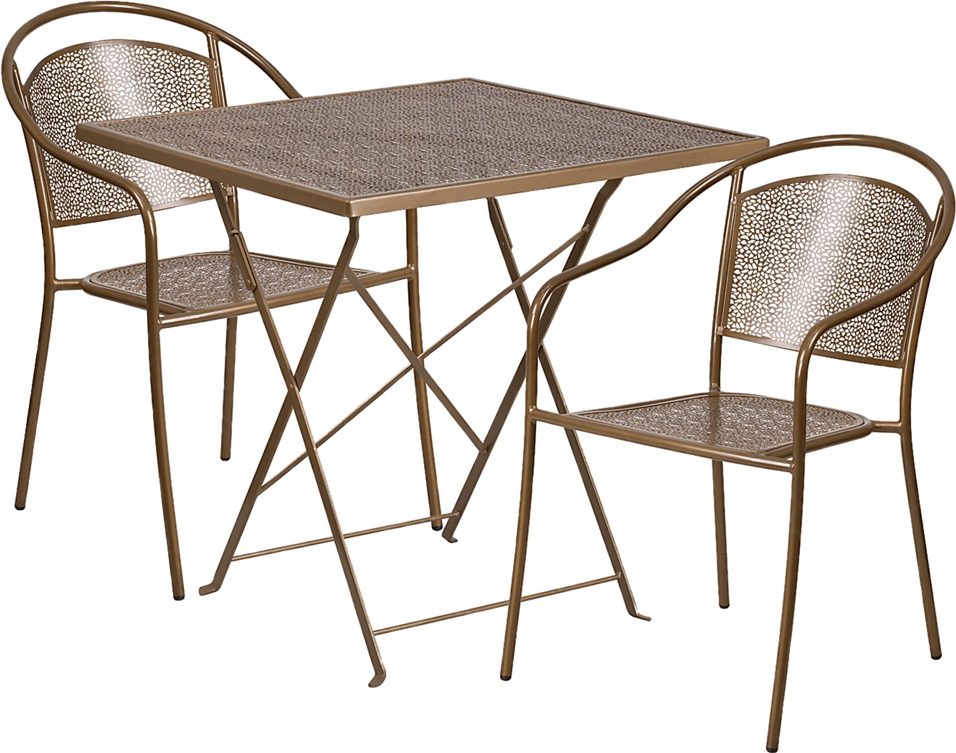 Lakeville Gold 3 Pc 28 in. Square Folding Patio Set - Image 1