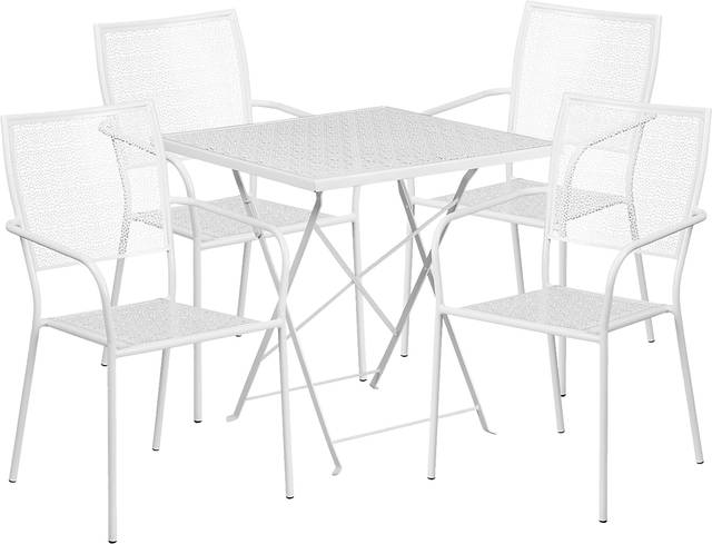 Lakeville White 5 Pc 28 in. Square Folding Patio Set - Thumbnail - Image 1