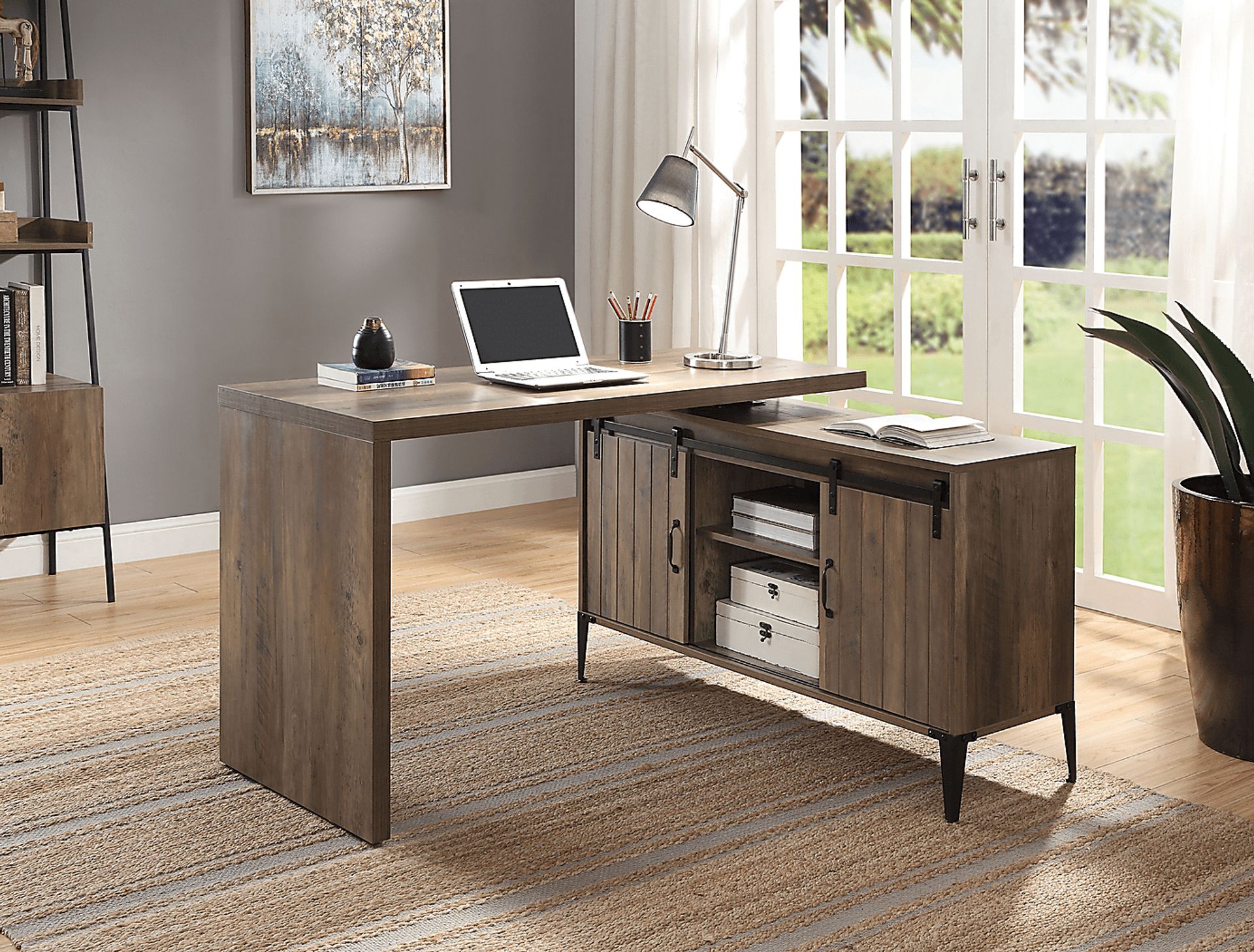 Lakwani I Brown Dark Wood Desk | Rooms to Go