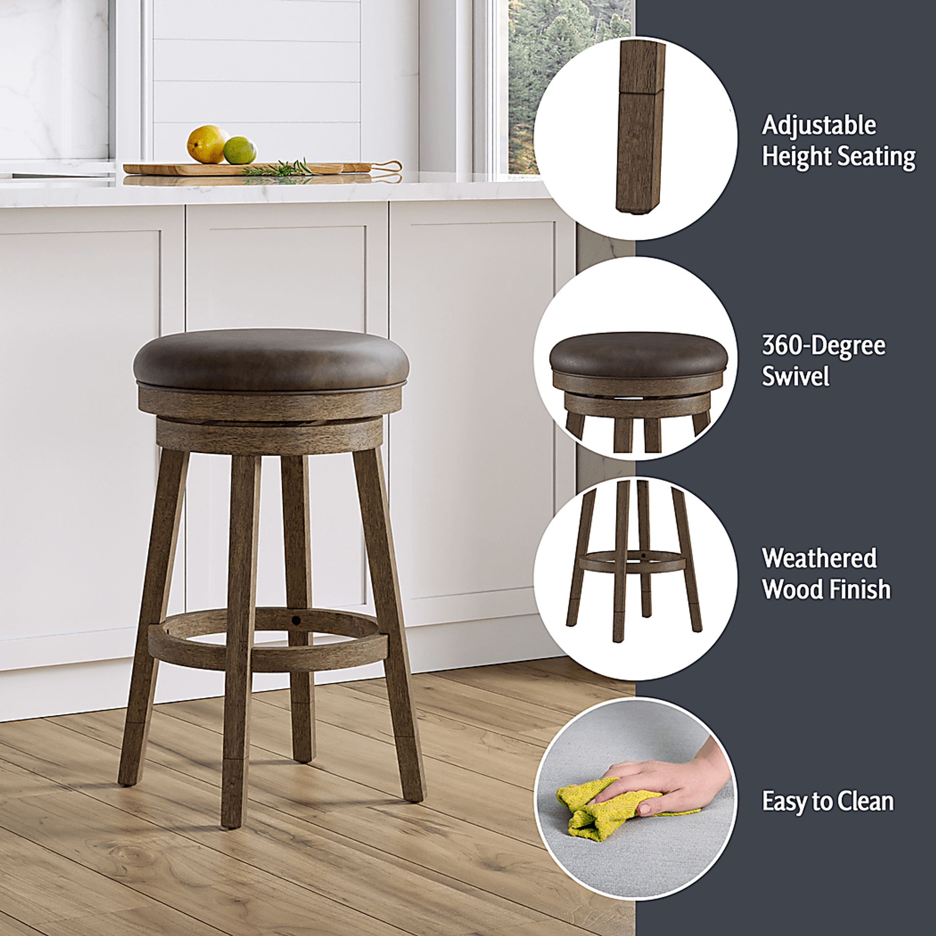 Lalage Brown Adjustable Swivel Stool - Image 21