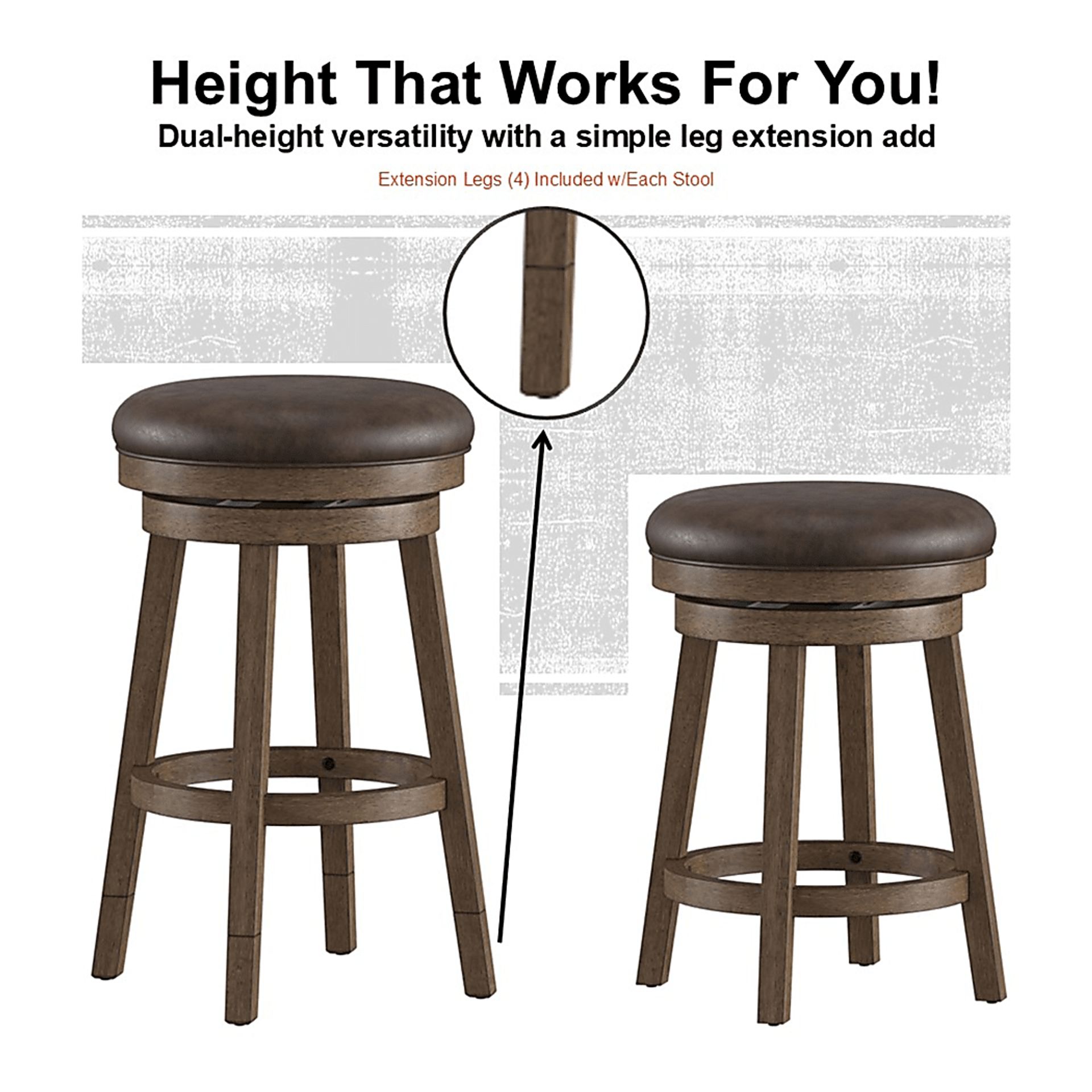 Lalage Brown Adjustable Swivel Stool - Image 22