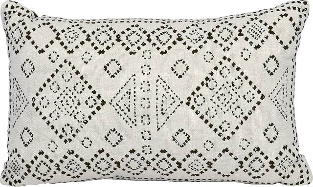 Kilim Stitch White Indoor/Outdoor Accent Pillow - Thumbnail - Image 1