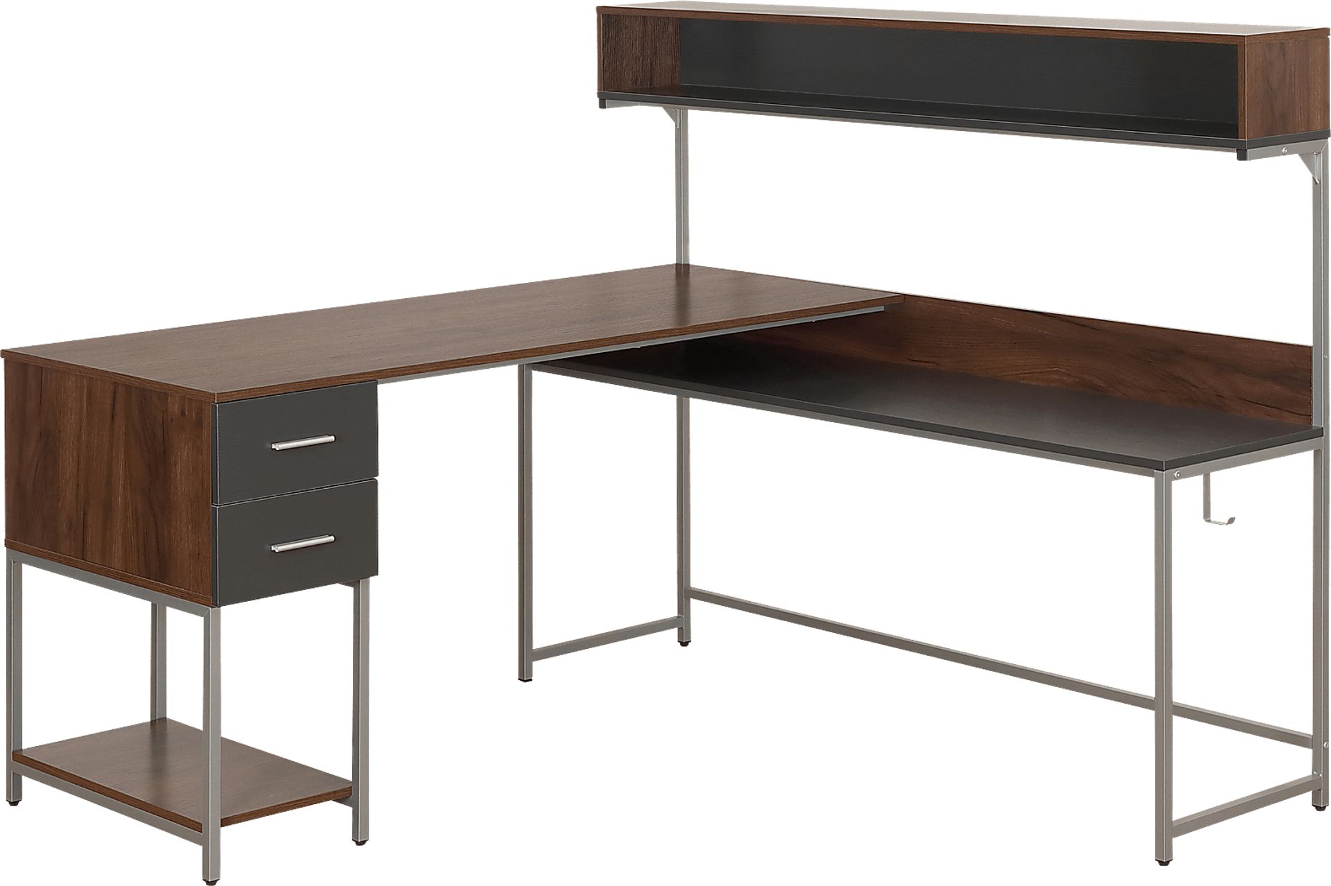 Lamlou Walnut L-Shaped Storage Desk - Image 5