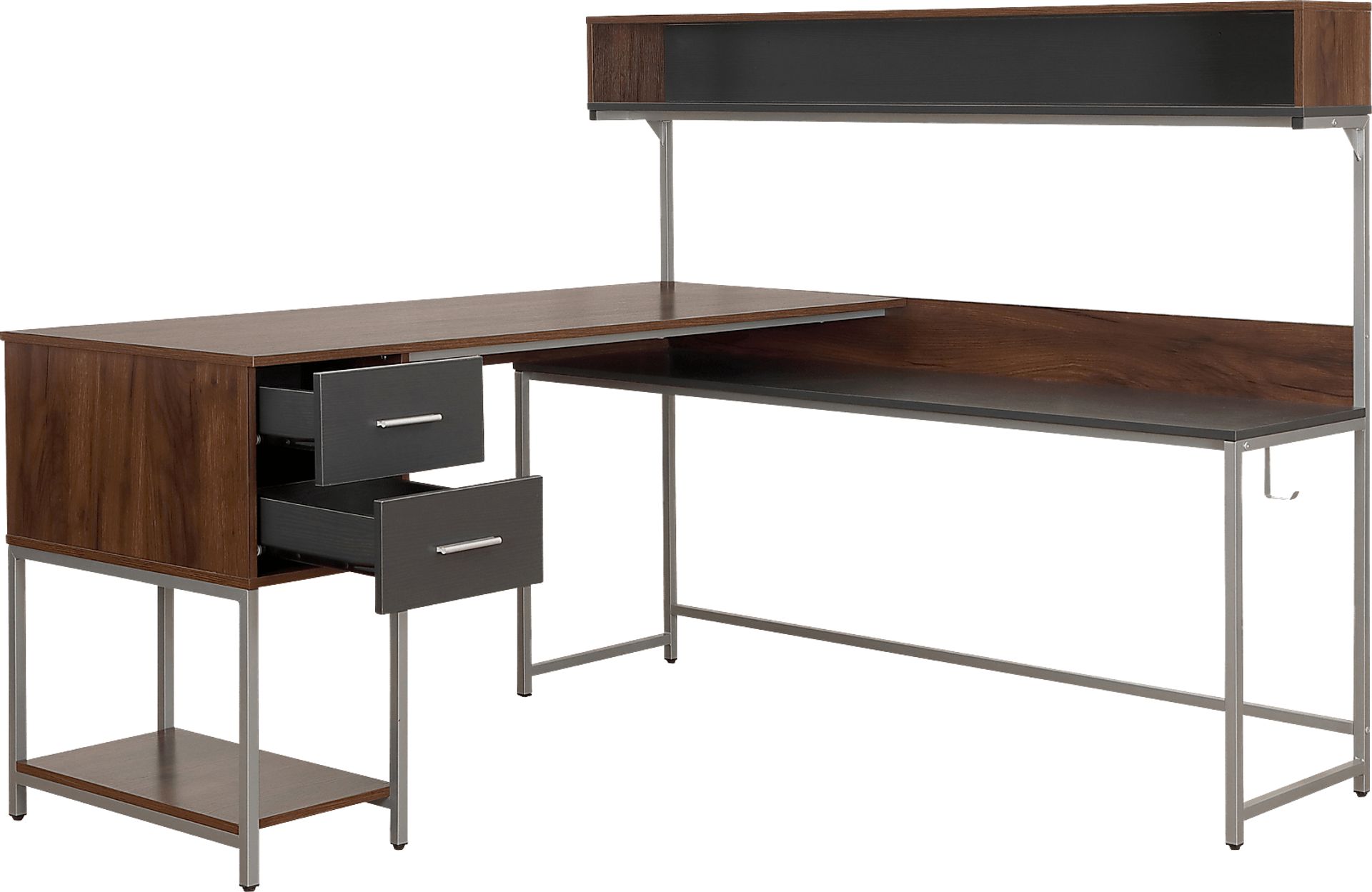 Lamlou Walnut L-Shaped Storage Desk - Image 7