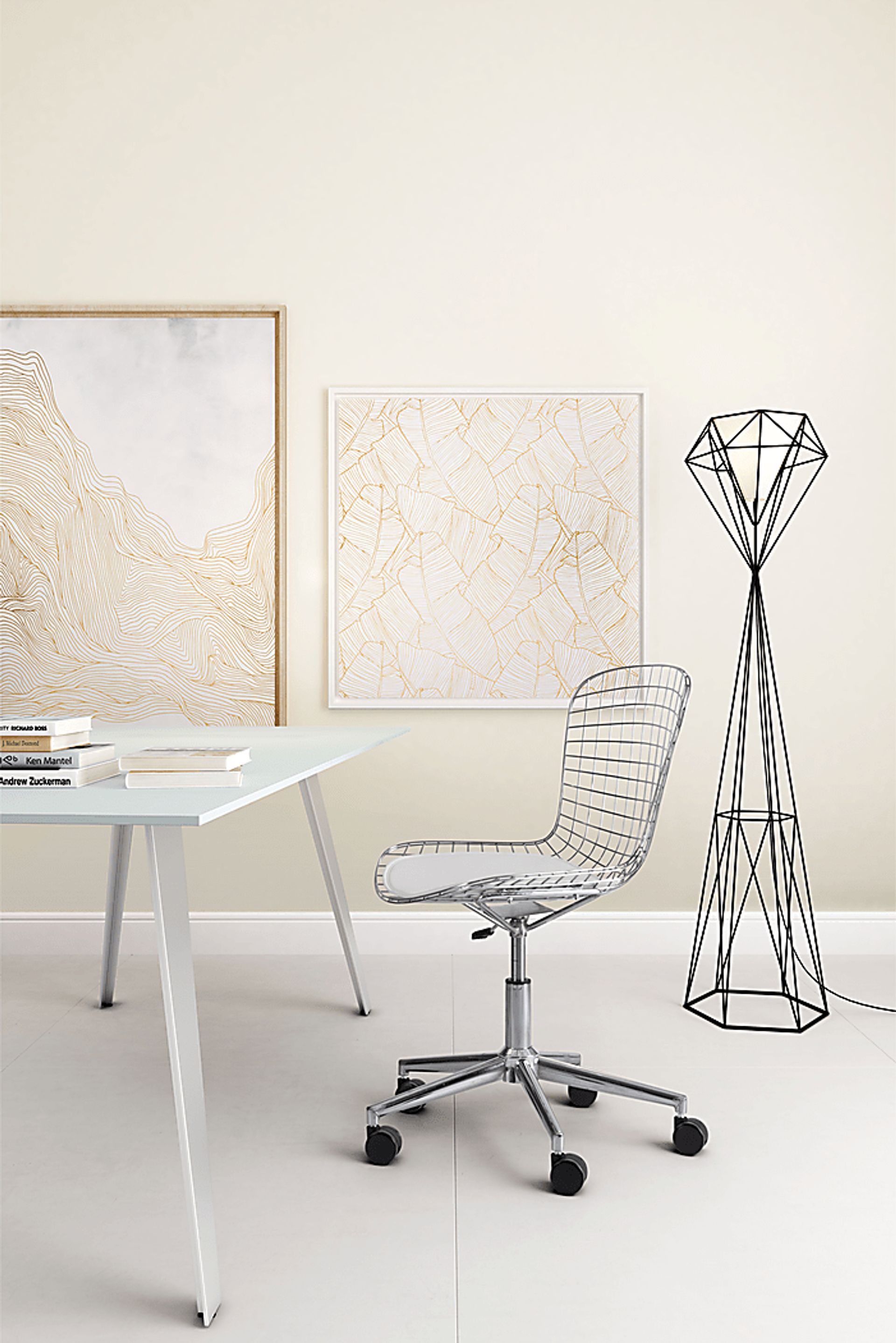 Lamoni White Desk Chair - Image 2