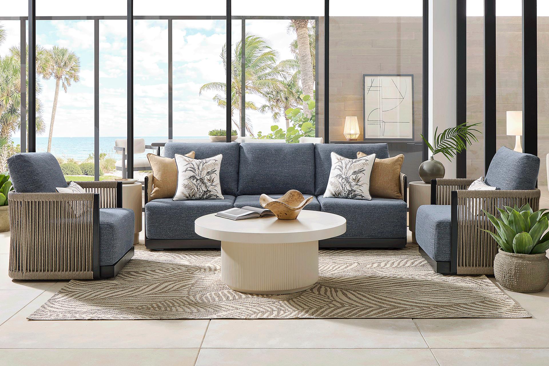 Lanai Black 4 Pc Outdoor Seating Set with Mineral Cushions
