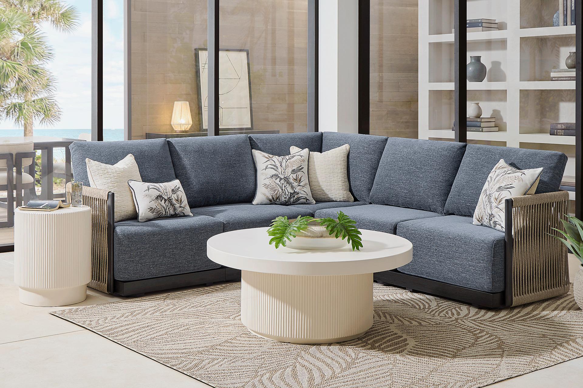 Lanai Black 5 Pc Outdoor Sectional with Mineral Cushions