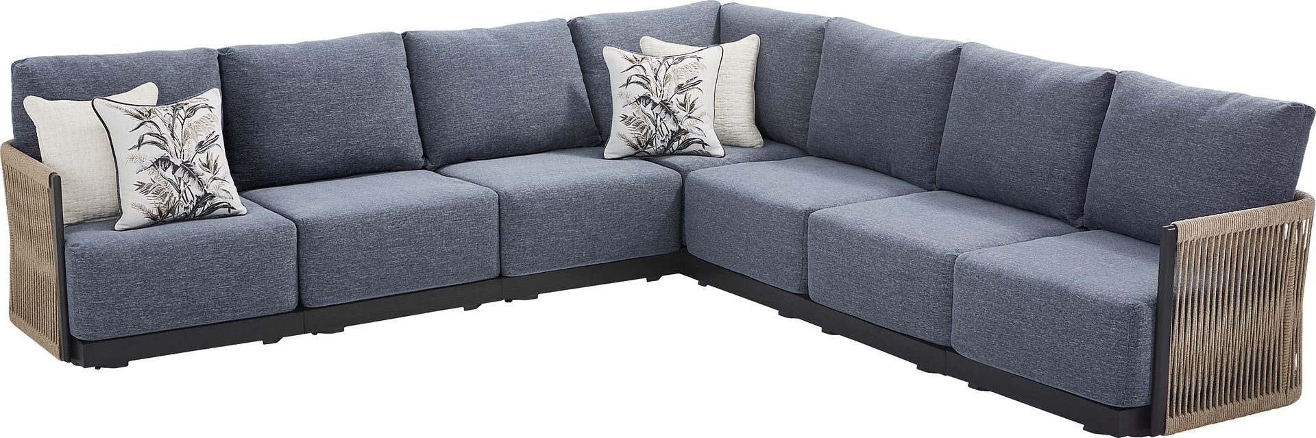 Lanai Black 7 Pc Outdoor Sectional with Mineral Cushions - Image 3