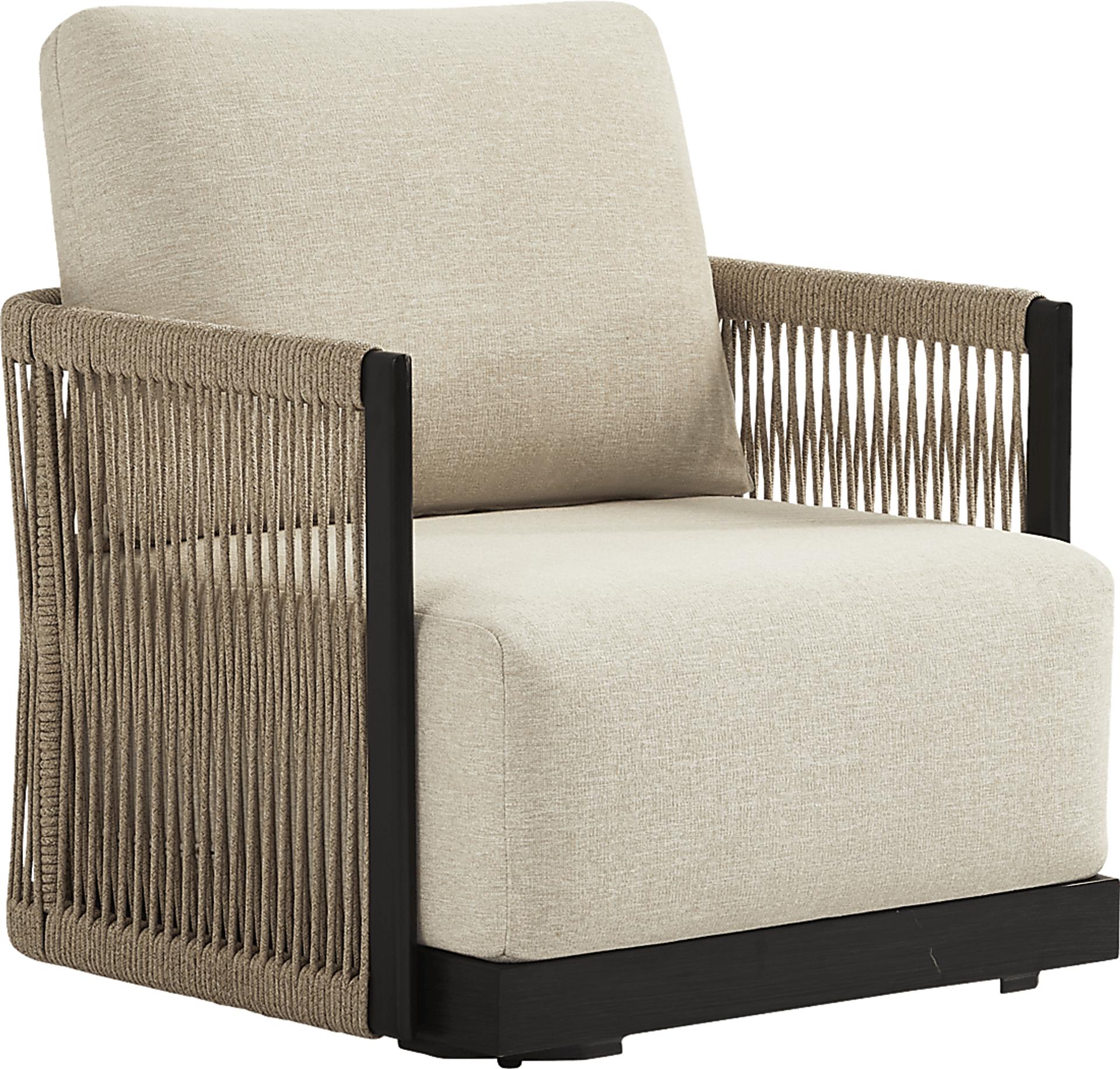 Lanai Black Outdoor Club Chair with Cream Cushions