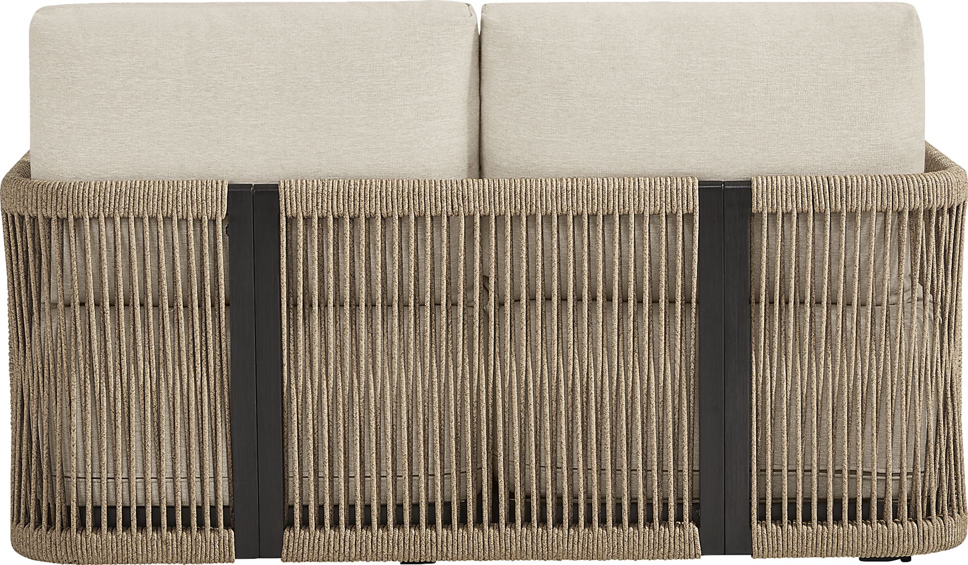 Lanai Black Outdoor Loveseat with Cream Cushions - Image 3