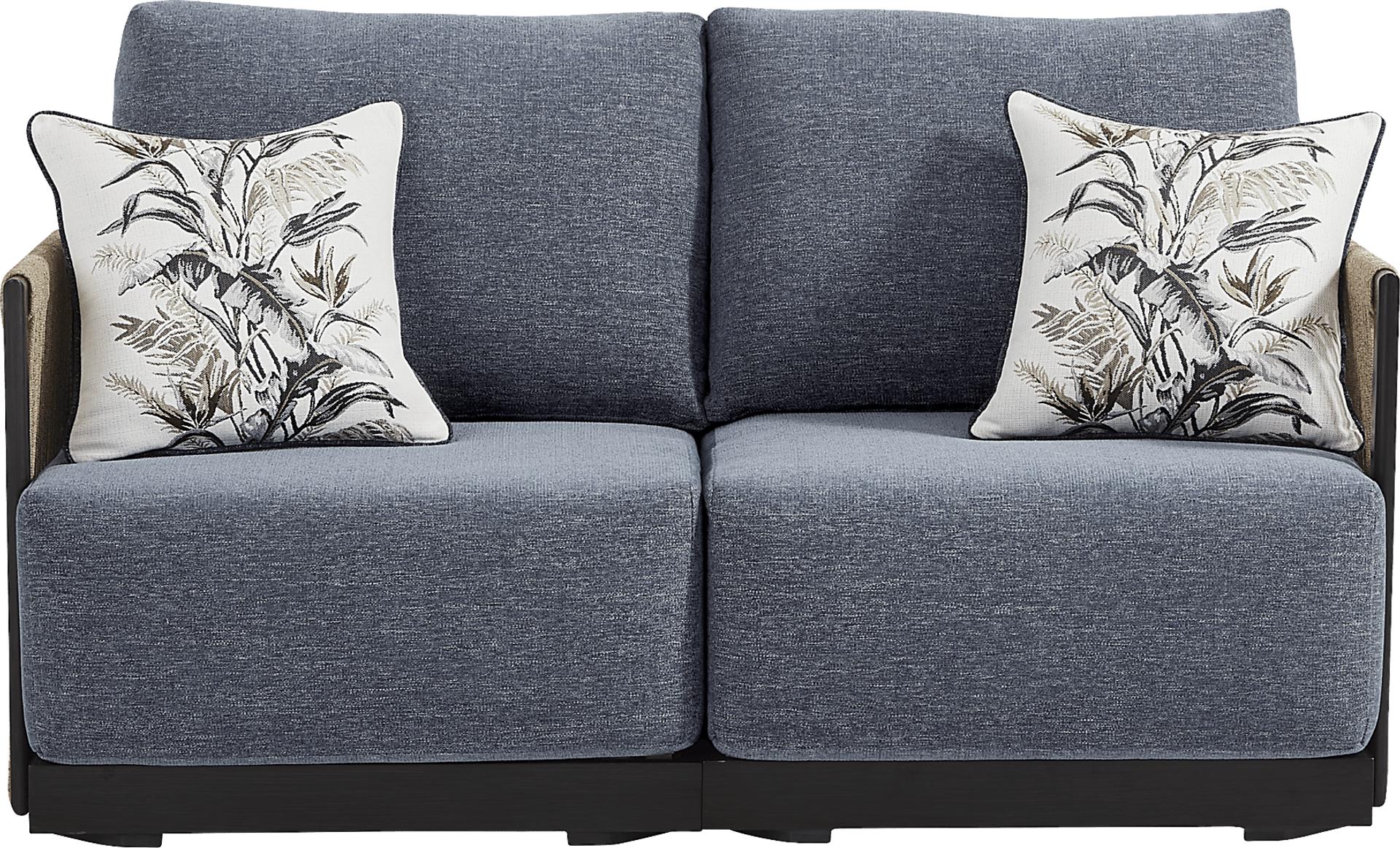 Lanai Black Outdoor Loveseat with Mineral Cushions