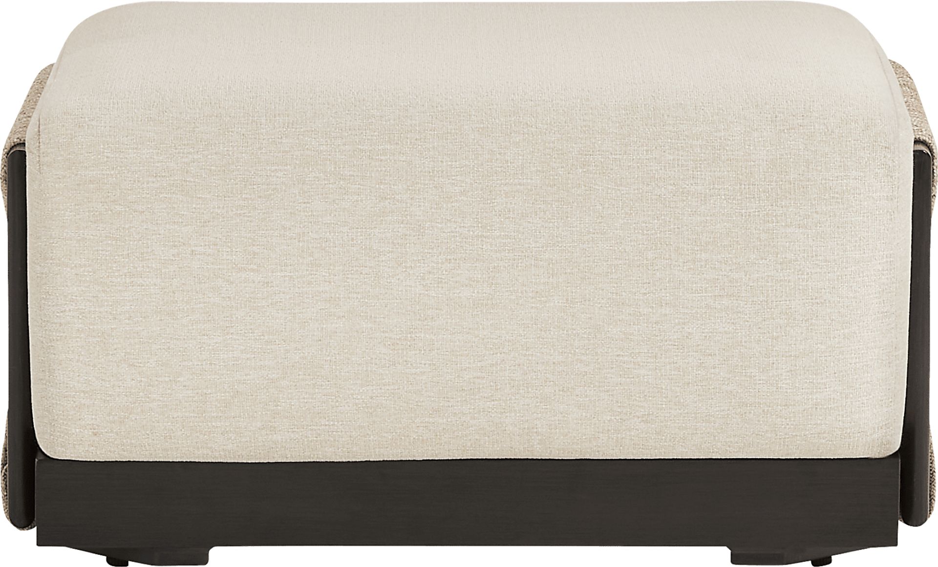 Lanai Black Outdoor Ottoman with Cream Cushion - Image 2