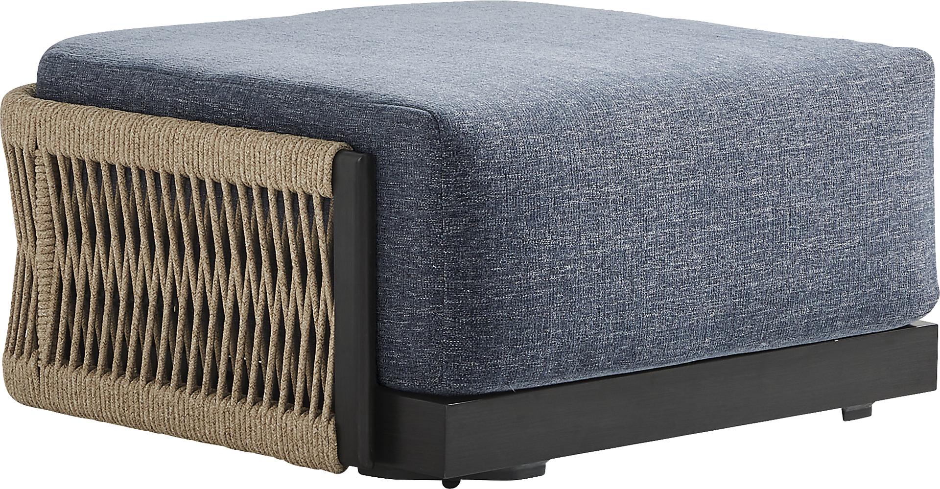 Lanai Black Outdoor Ottoman with Mineral Cushion
