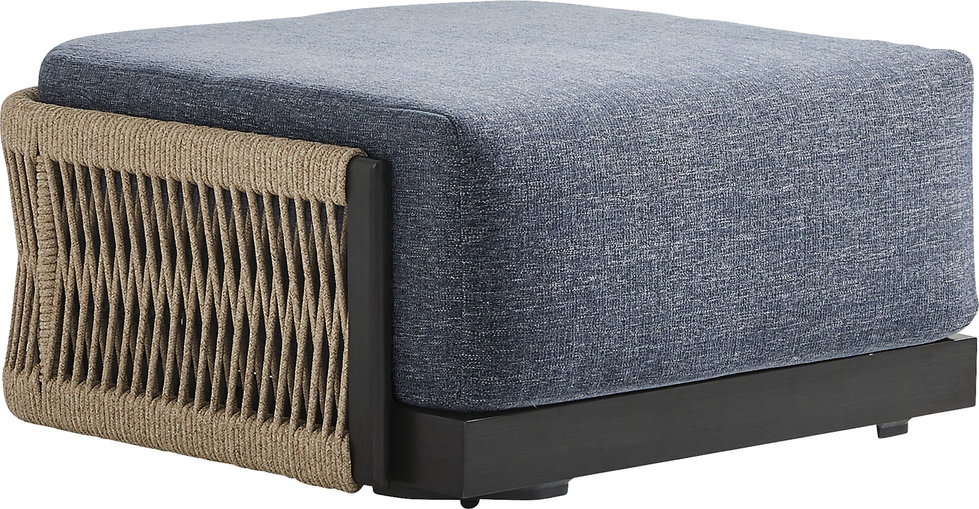 Lanai Black Outdoor Ottoman with Mineral Cushion - Image 1