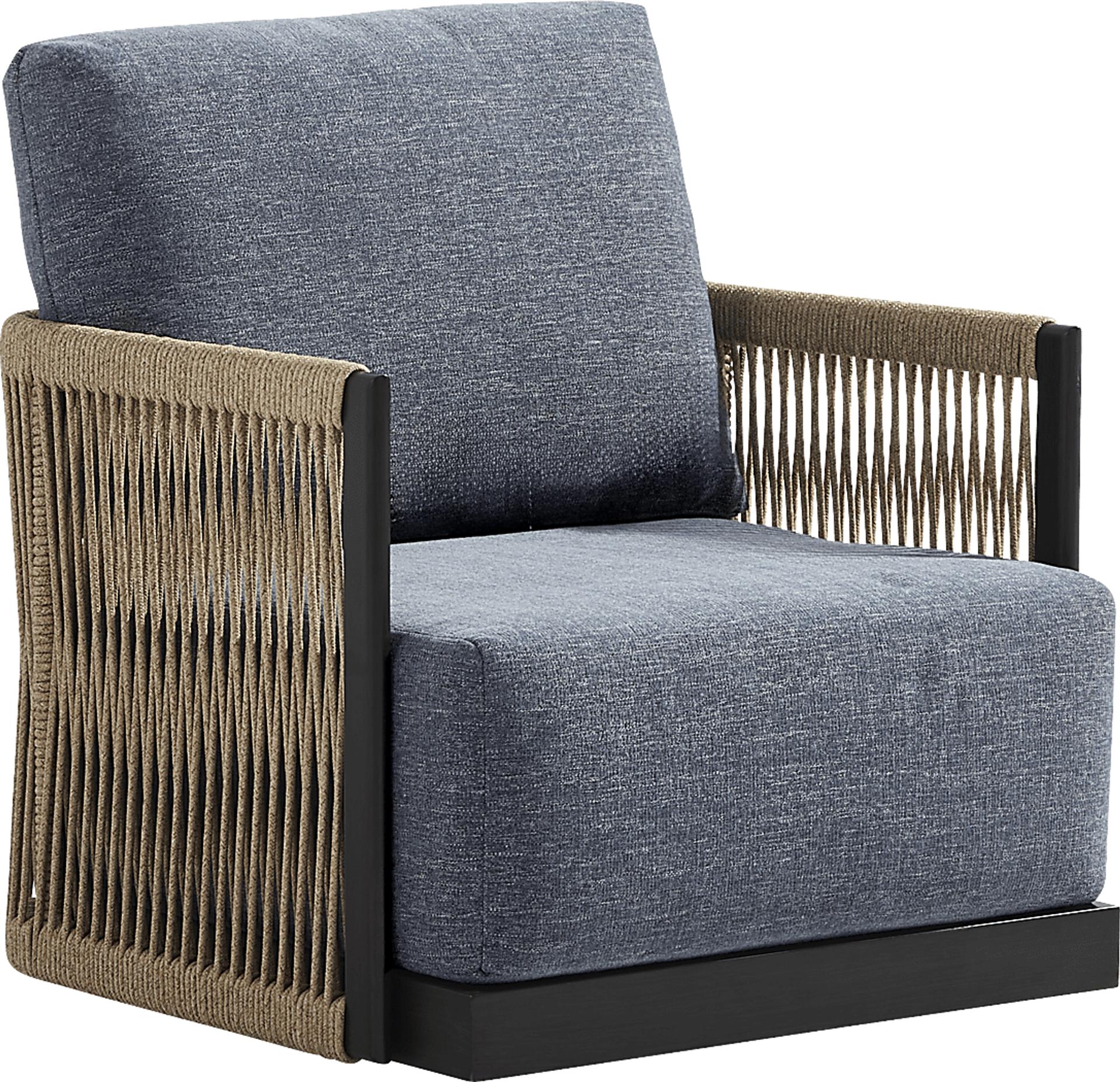 Lanai Black Outdoor Swivel Chair with Mineral Cushions