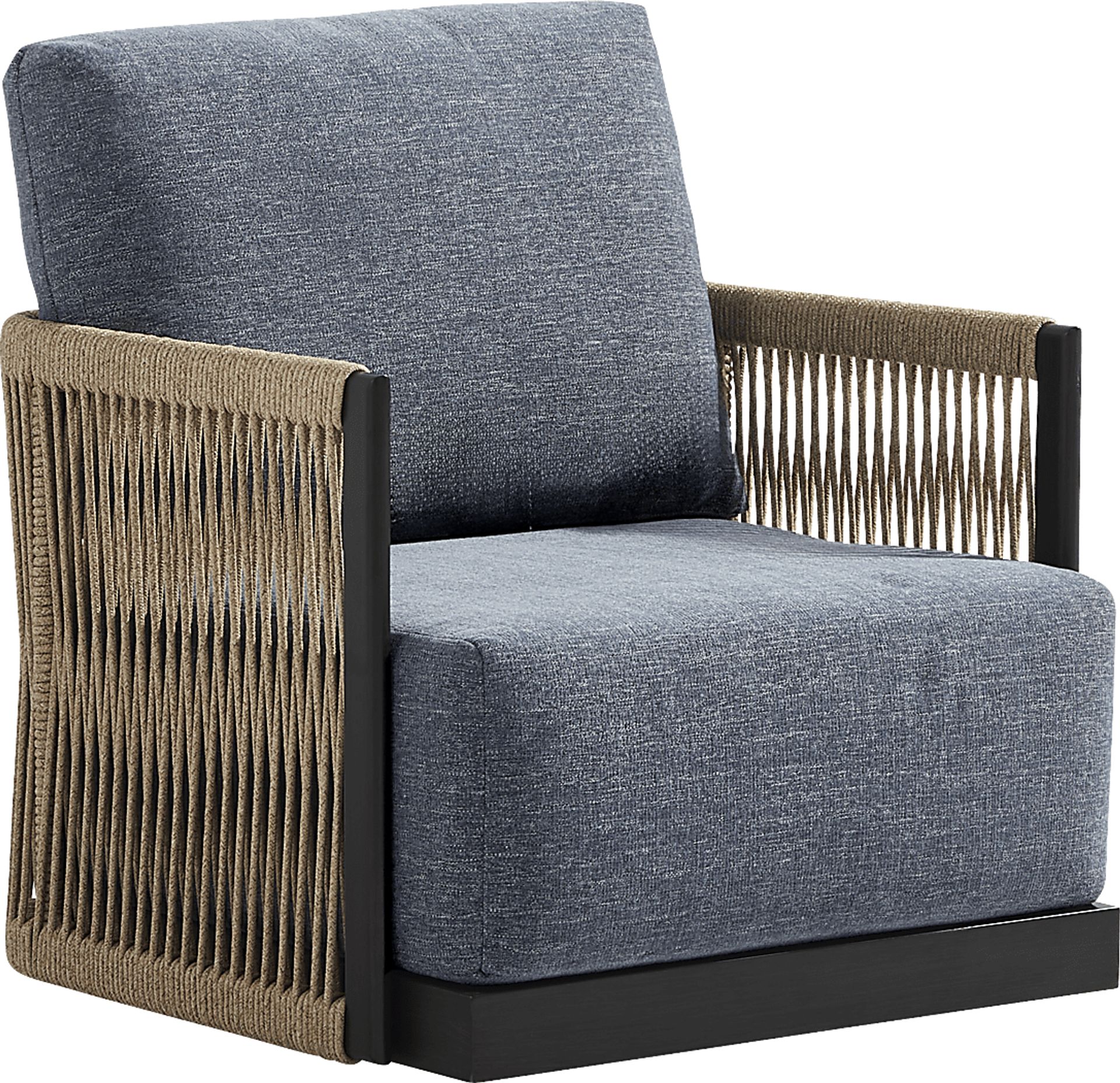 Lanai Black Outdoor Swivel Chair with Mineral Cushions - Image 1