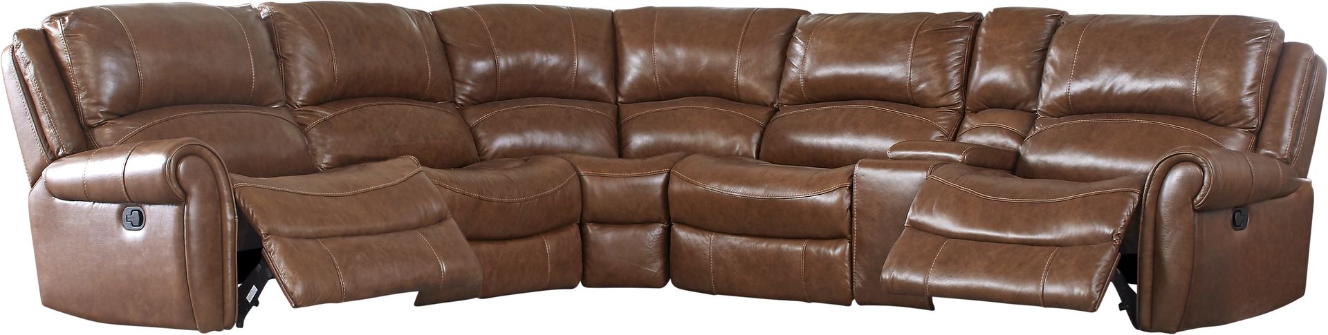 Lancaster Heights Brown 6 Pc Leather Reclining Sectional - Image 1