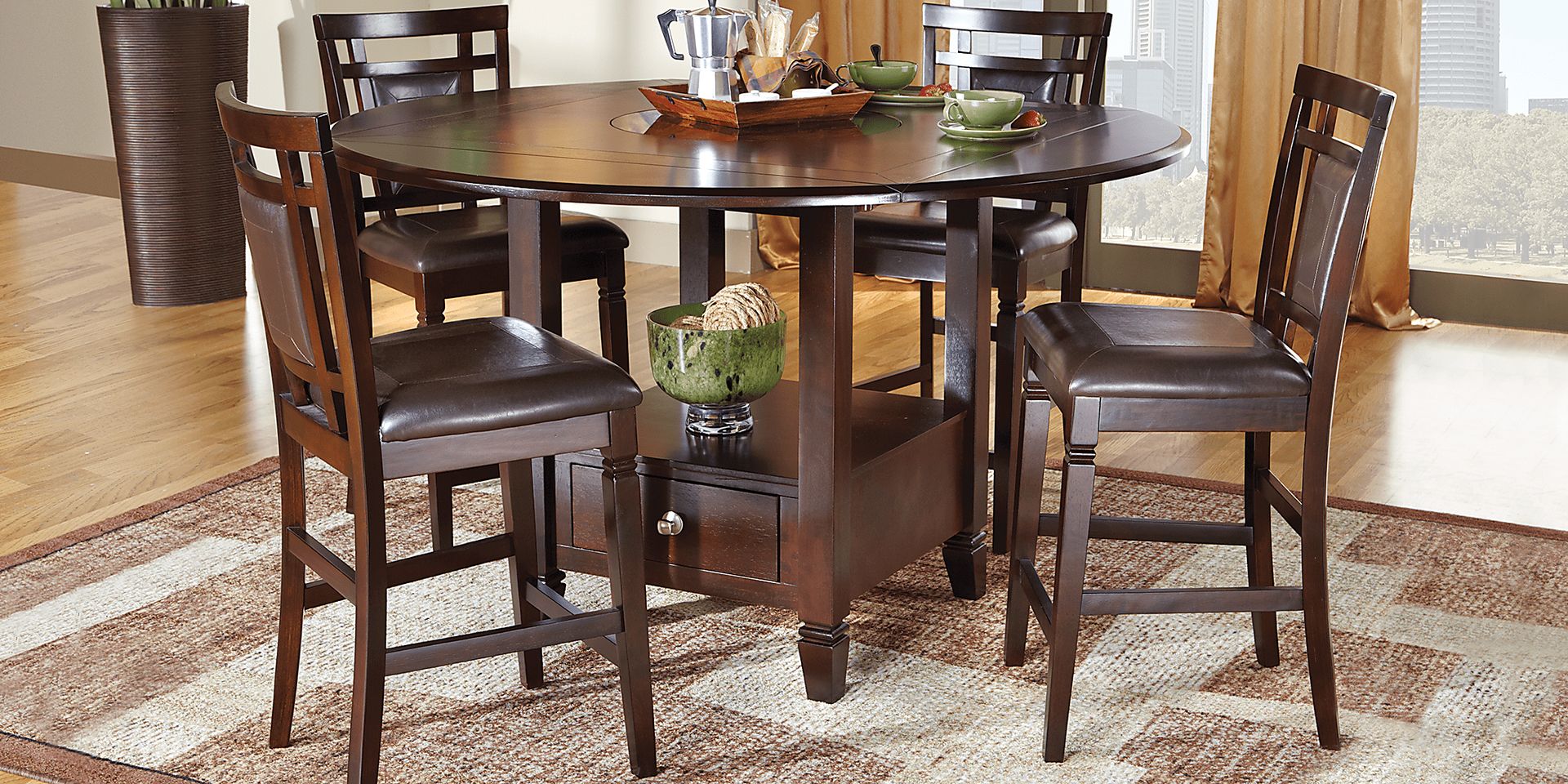 Landon 5 Pc Chocolate Dark Wood Dining Room Set Rooms to Go