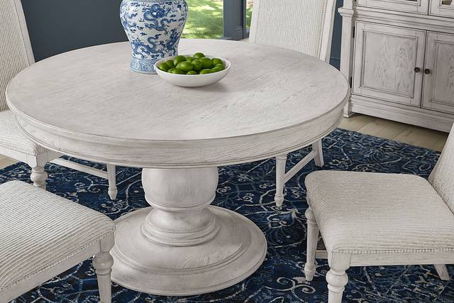 Landon Creek White 8 Pc Round Dining Room with Upholstered Side Chairs - Thumbnail - Image 3
