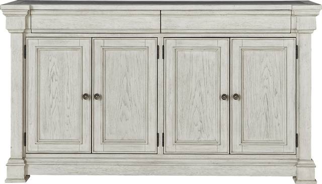 Landon Creek White 8 Pc Round Dining Room with Upholstered Side Chairs - Thumbnail - Image 4